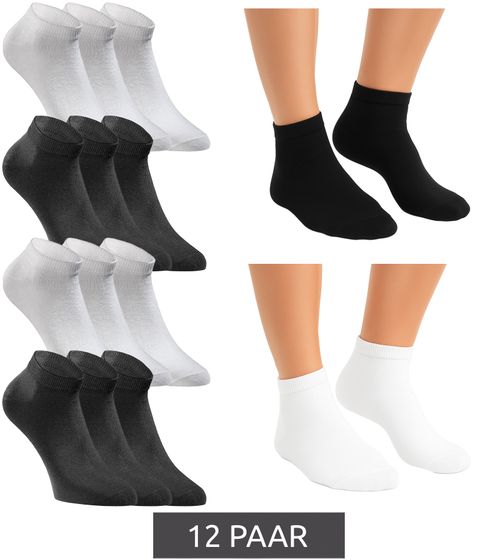 12 pares de calcetines cortos JACK & JONES, calcetines deportivos, medias deportivas, calcetines cuartos de algodón 12260511 negro/blanco