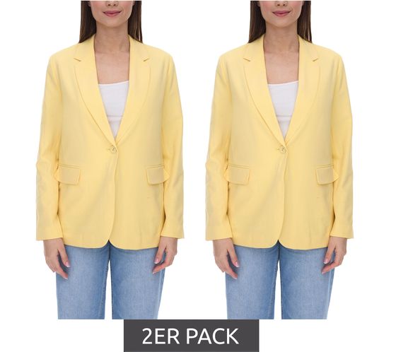 2er Sparpack AjC Damen Blazer hüftlanger Boyfriend-Blazer mit Innenfutter und Ein-Knopf-Verschluss 53438757 Gelb