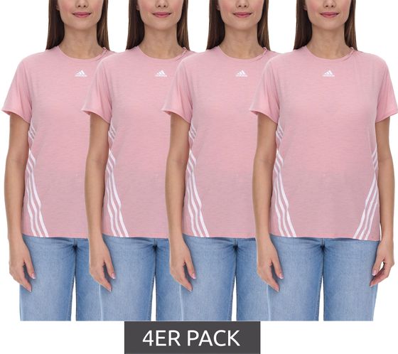 Pack of 4 adidas Trainicons 3-Stripes Women's Sports Shirt with AeroReady Sustainable Training T-Shirt HC2756 Pink