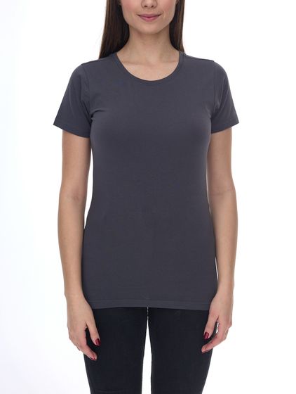 SANTINO Jive Damen schlichtes Basic-Shirt mit Baumwollanteil Kurzarm-Shirt Grau