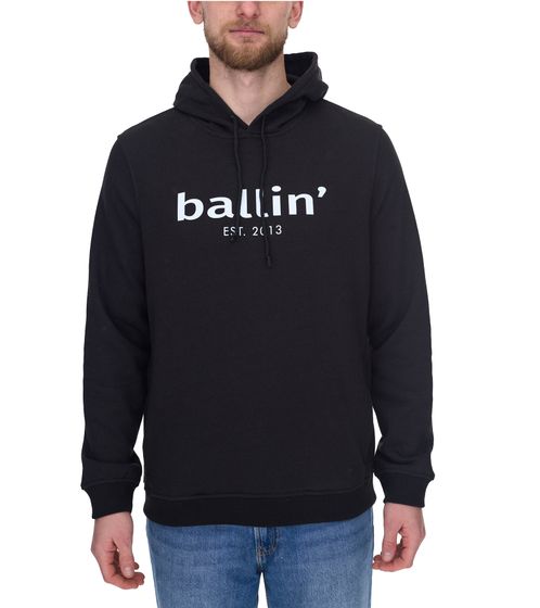 Ballin Est. 2013 Herren nachhaltiger Hoodie Kapuzen-Pullover mit Logo-Print auf der Front HO-H00050 Schwarz