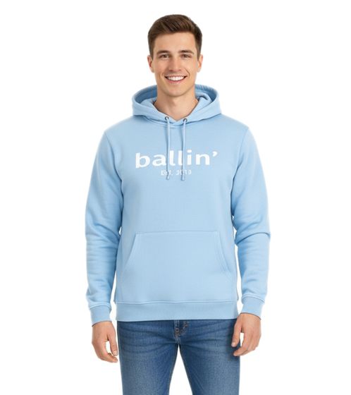 Ballin Est. Sudadera con capucha para hombre 2013, sudadera con capucha sostenible y logotipo en la parte delantera HO-H00050-SKY azul
