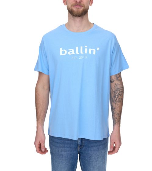 Ballin Est. 2013 chemise en coton durable pour hommes avec logo imprimé sur le devant chemise à manches courtes SH-H00050-SKY bleu