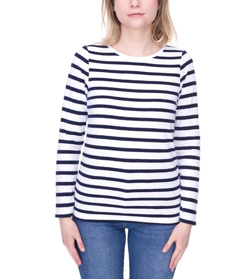 DELMAO women's sweatshirt striped cotton long-sleeved shirt 31157031 white/navy