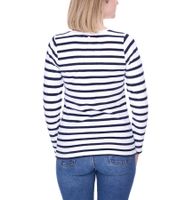DELMAO Damen Sweatshirt gestreiftes Baumwoll-Longsleeve Langarm-Shirt 31157031 Weiß/Navy
