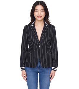 AjC Blazer Damen Business-Jacke mit Ein-Knopf-Verschluss Blazer Anzug-Jacke 36873246 Schwarz