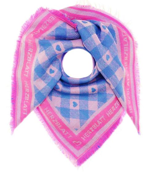 ZWILLINGSHERZ Tilia Vierecks-Tuch mit Schrift und Muster Mode-Tuch 3014A-3101-35 Blau/Pink