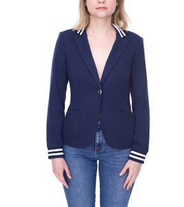 AjC Blazer Damen Business-Jacke mit Ein-Knopf-Verschluss Blazer Anzug-Jacke 99284233 Navy