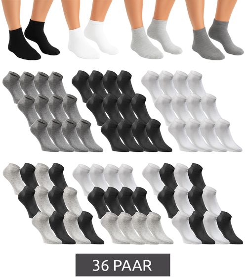 36 pairs of JACK & JONES Short Sock sneaker socks, sports socks, cotton quarter socks 12260511 in black, grey, white or a mix