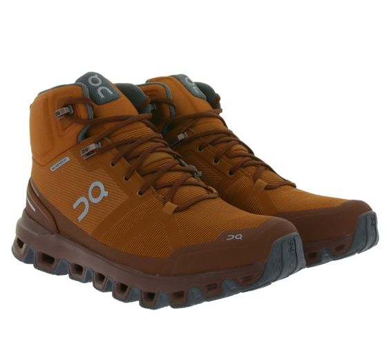 ON Running Cloudrock Damen Wander-Schuhe mit Missiongrip wasserdichte Trekking-Boots mit Zero-Gravity-Wolken Sneaker 23.99614 Orange/Braun