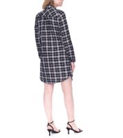 Tamaris Damen Midi-Kleid mit langen Ärmeln kariertes Web-Kleid mit Knöpfen 30632734 Schwarz/Weiß