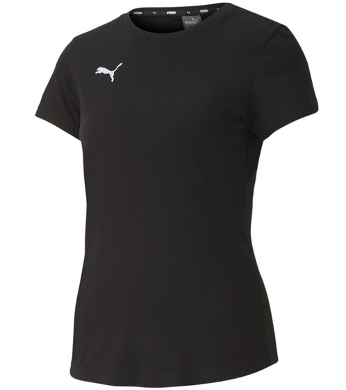 PUMA TeamGoal23 Damen T-Shirt Sport-Shirt Baumwoll-Shirt mit Logo-Patch Fitness-Shirt 657085 03 Schwarz