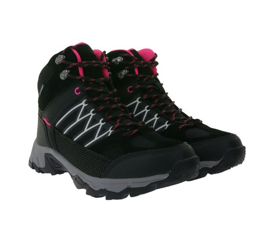 Black Crevice Damen High-Cut Trekkingschuhe wasserdichte Outdoor-Schuhe mit Echtleder BCR342521-BP Schwarz/Pink