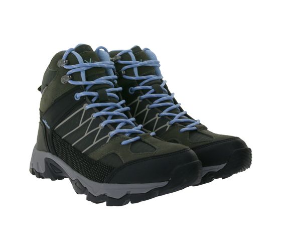 Black Crevice Damen High-Cut Trekkingschuhe wasserdichte Outdoor-Schuhe mit Echtleder BCR342521-GB Schwarz/Grau/Blau