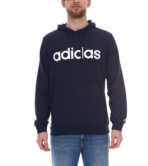 adidas Essentials French Terry Linear Logo Hoodie nachhaltiger Herren Sweater mit Kängurutasche GK9066 Blau