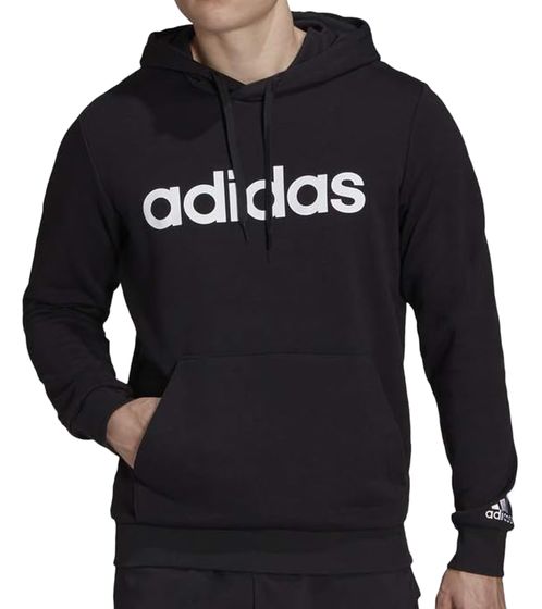 adidas Essentials French Terry Linear Logo Hoodie nachhaltiger Herren Sweater mit Kängurutasche GK9064 Schwarz