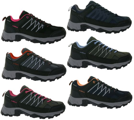 BLACK Crevice Damen Low-Cut Trekkingschuhe wasserdichte Outdoor-Schuhe mit Echtleder BCR342519 Schwarz/Pink/Blau/Grau/Rot