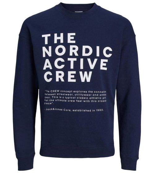 JACK & JONES Herren Crew Neck Pullover mit "The Nordic"-Druck auf der Front Rundhals-Sweater 12233593 Navy