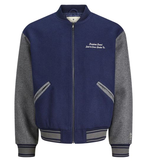 JACK & JONES JPRCAMBRIDGE Herren Bomber-Jacke stylische Übergangs-Jacke College-Jacke 12248028 Navy/Grau