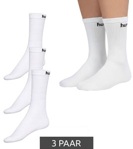3 pairs of hummel basic sports socks with brand lettering, cotton socks, everyday socks 205603 9001 white