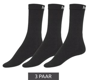 3 Paar hummel Basic Sport-Socken mit Marken-Schriftzug Baumwoll-Strümpfe Alltags-Socken 205603 2001 Schwarz