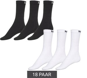 18 Paar hummel Basic Sport-Socken mit Marken-Schriftzug Baumwoll-Strümpfe Alltags-Socken 205603 Weiß oder Schwarz