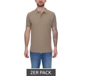Pack de 2 polos sencillos de hombre SANTINO Max, camisa de algodón, paquete económico, camisa de manga corta, marrón claro
