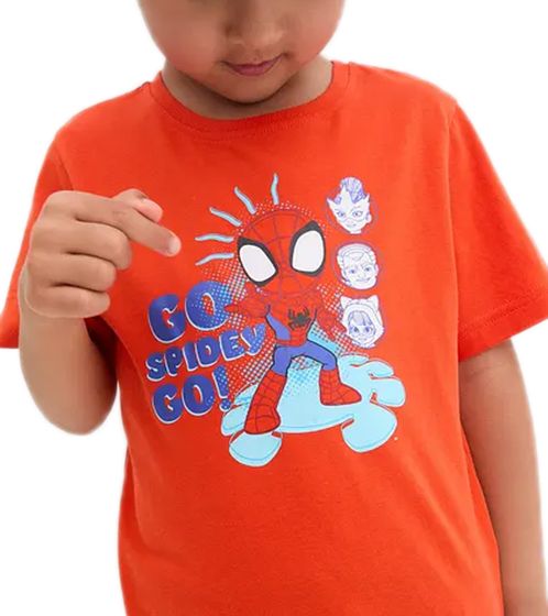 trendiges Kinder T-Shirt für Jungen mit Spiderman Front-Print Baumwoll-Shirt Sommer-Shirt 979097 Rot