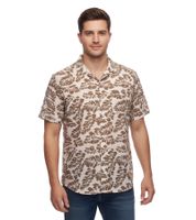 Men's cotton shirt, short-sleeved shirt, summer shirt, holiday shirt 910579 beige/brown