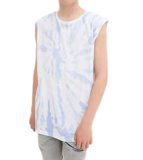 trendiges Kinder Tank-Top für Jungen Baumwoll-Shirt Sommer-Shirt Alltags-Shirt 956072 Weiß/Blau