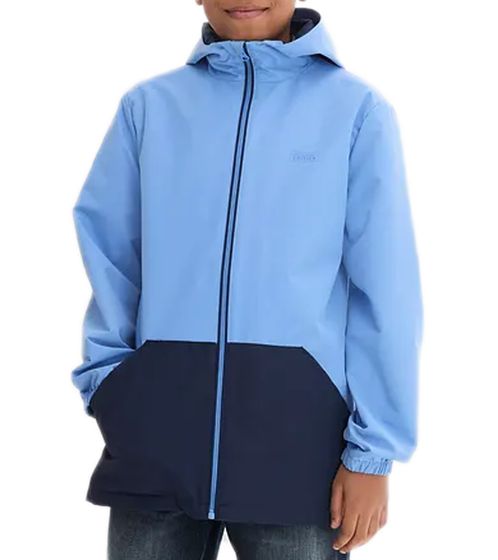 trendige Kinder Regen-Jacke für Jungen mit Kapuze Outdoor-Jacke Wind-Jacke 964001 Hellblau/Dunkelblau