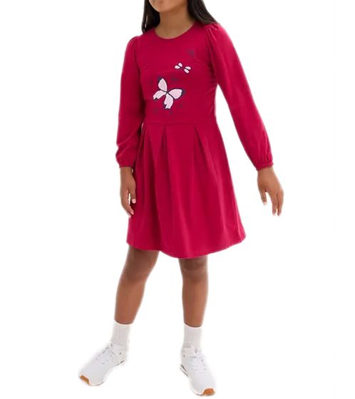 sommerliches Kinder Maxi-Kleid für Mädchen Sommer-Kleid mit Schmetterlings-Print Baumwoll-Kleid 944869 Rot/Rosa