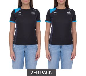 2er Sparpack Kappa X ALPINE Formel 1 F1 Damen T-Shirt mit HYDRO WAY PROTECTION-Technologie Kurzarm-Shirt 351G58W AF1 A12 Schwarz