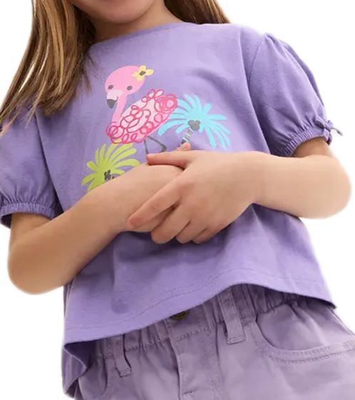 modisches Kinder T-Shirts für Mädchen mit Flamingo Front-Print Baumwoll-Shirts 905090 Lila