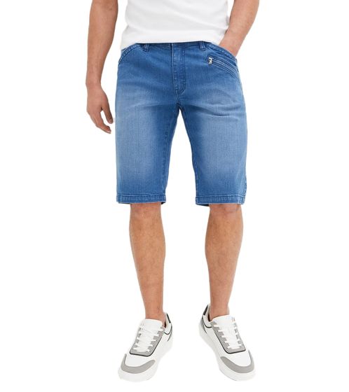 moderne Herren Jeans-Shorts kurze Denim-Hose Loose-Fit mit Reißverschlusstasche vorne 911414 Blau