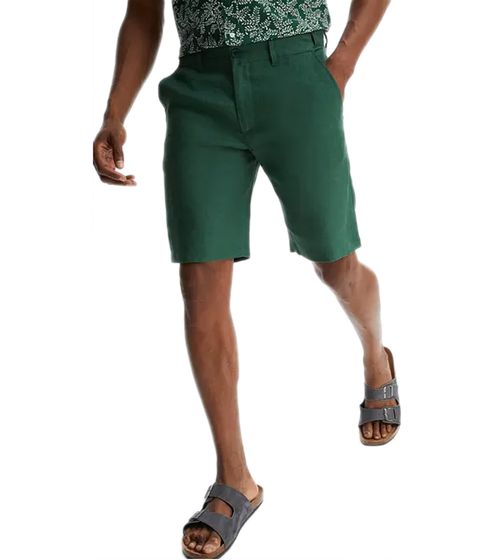 modische Herren Chino-Shorts Sommer-Bermuda aus Leinen Stoff-Shorts 907519 Grün