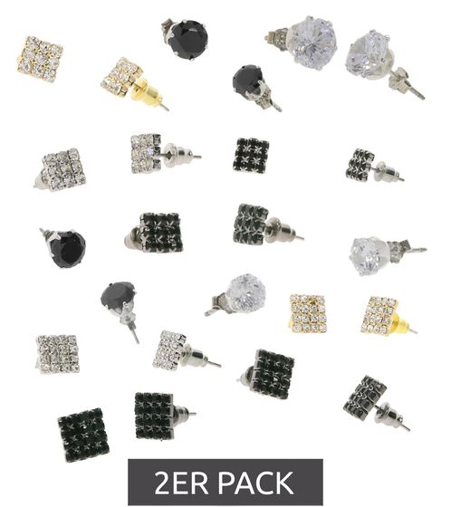 2er Pack MasterDis Ohrstecker edle Ohrringe Messing & Silber Ohrringe Ohr-Schmuck Sparpack in verschiedenen Styles