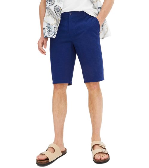 modische Herren Chino-Shorts Seerstucker-Hose Sommer-Bermuda aus Baumwolle Stoff-Shorts 929199 Dunkelblau