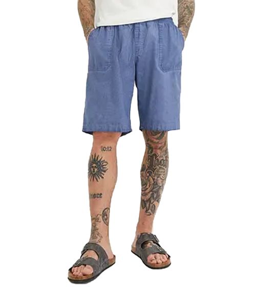 praktische Herren Schlupf-Bermuda aus Leinen Sommer Stoff-Shorts 940032 Blau