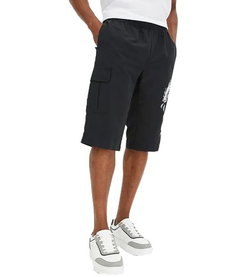 Men's long Bermuda shorts fashionable summer trousers with dragon front print short shorts 973346 black/white