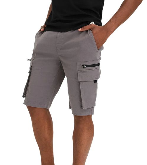 stylische Herren Schlupf-Bermuda kurze Sommer-Hose mit vielen Taschen 939099 Grau