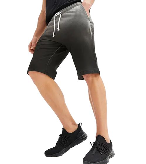 bequeme Herren Sweat-Shorts kurze Baumwoll-Hose mit Farbverlauf 931310 Schwarz/Grau