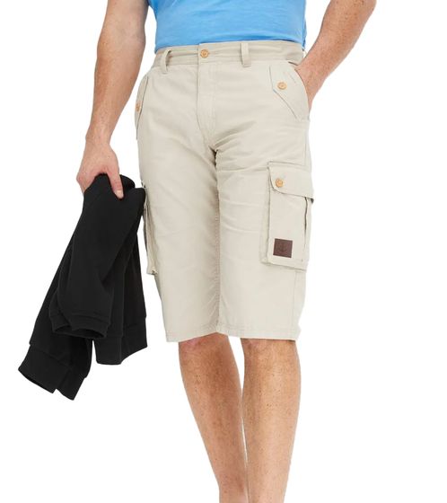 stylische Herren Cargo-Long-Bermuda kurze Sommer-Hose mit vielen Taschen 920840 Beige