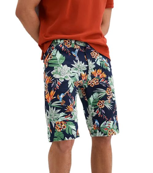 modische Herren Chino-Shorts Sommer-Bermuda mit floralem Allover-Print Baumwoll-Hose 958695 Bunt