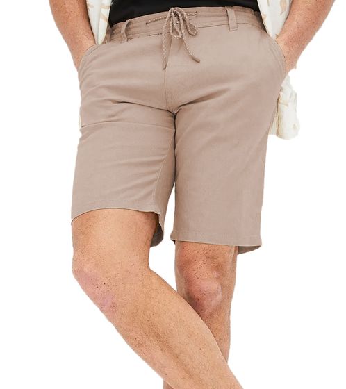 practical men's chino Bermuda shorts made of linen summer trousers fabric shorts 947032 beige