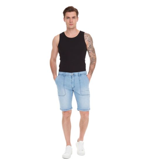 casual men's stretch jeans Bermuda shorts, loose fit in a trendy vintage look 956411 blue