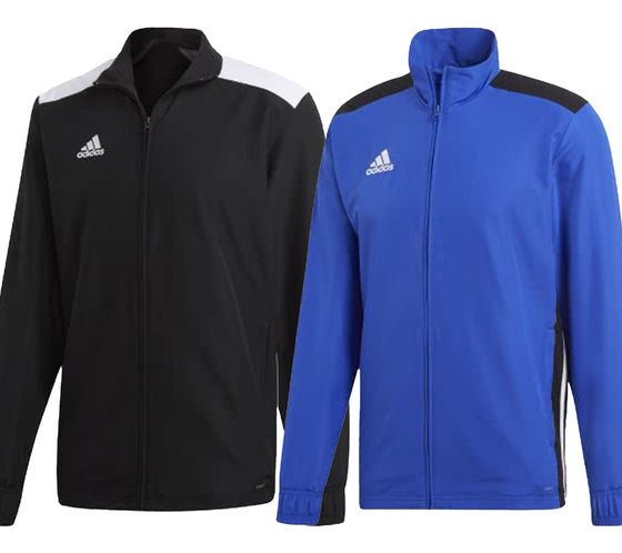 adidas REGISTA 18 Herren Trainings-Jacke mit CLIMALITE Technologie aus recyceltem Materialien Sport-Jacke Schwarz oder Blau