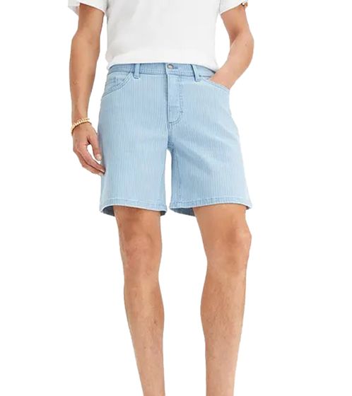 modische Herren Stretch Jeans-Bermuda Denim-Shorts Regular-Fit im Nadelstreifen-Look 922918 Hell-Blau