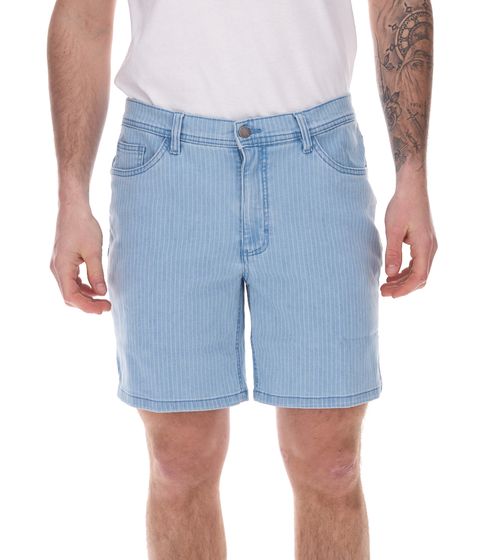 modische Herren Stretch Jeans-Bermuda Denim-Shorts Regular-Fit im Nadelstreifen-Look 922918 Hell-Blau