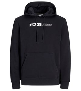 JACK & JONES Corp Logo Herren Hoodie Kapuzen-Pullover Baumwoll-Sweater 12233599 Schwarz